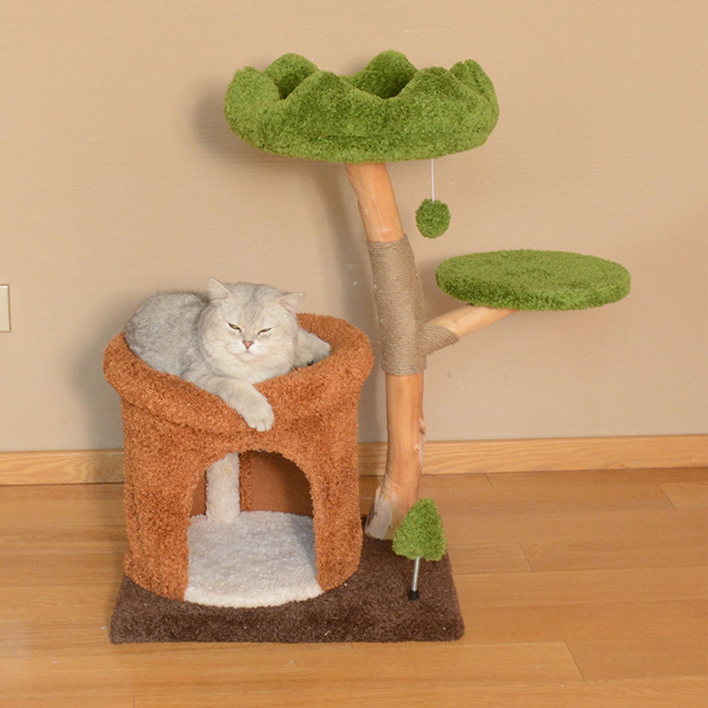 Natural Fruitwood Hollow Cat Tree