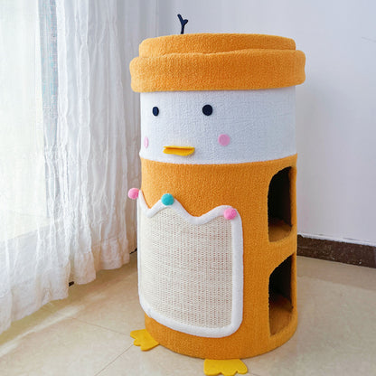 Sisal Cat Scratching Barrel with Cat Tunnel Climbing Frame