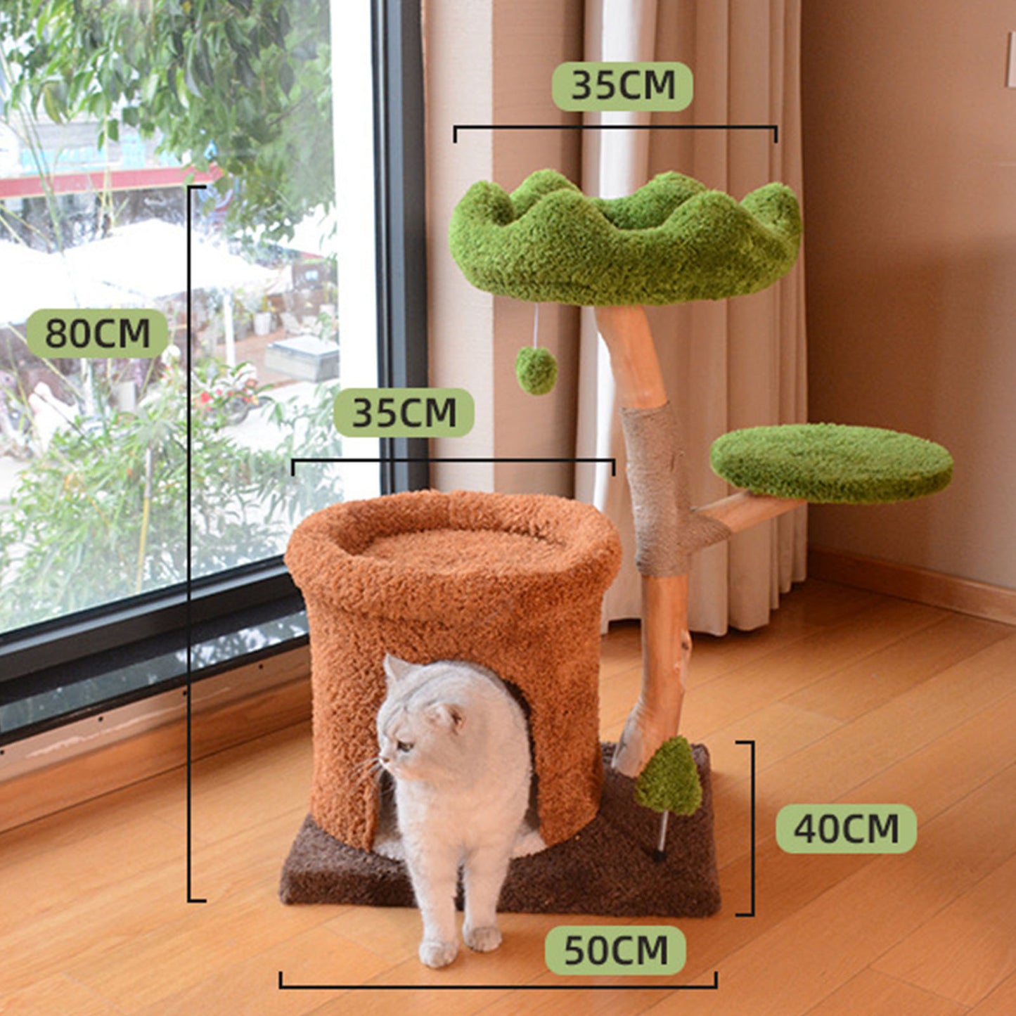 Natural Fruitwood Hollow Cat Tree