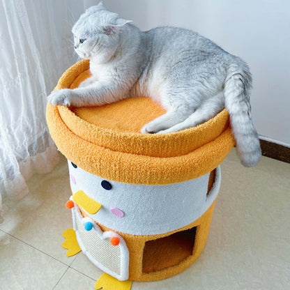 Sisal Cat Scratching Barrel with Cat Tunnel Climbing Frame